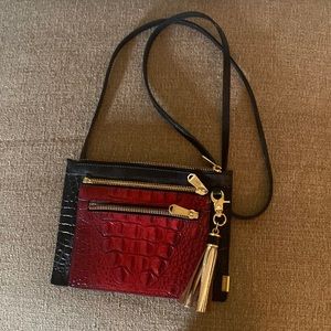 Brahmin crossbody.  8.5 x 6”. Strap 23”. Red can be removed.